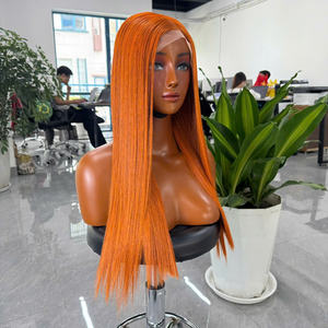 Wholesale Straight Human Hair Lace Front 5*5 Hd Lace Front Wig Orange Long Straight Hair Africa Full <b>Head</b> <b>Cover</b> - Product Image 4