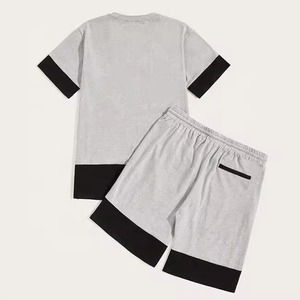 Conjuntos Cortos Transpirables de Poliéster/Algodón para Hombre al por Mayor, Logotipo Personalizado OEM, Camiseta Informal, Conjuntos Cortos de Moda, Trajes Deportivos de Verano - Product Image 2