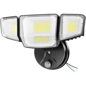 Faro LED di Sicurezza Nero Impermeabile IP66 da 90W con Fotocellula, Illuminazione Esterna 10000lm con Sensore Crepuscolare 6500K - Product Image 1