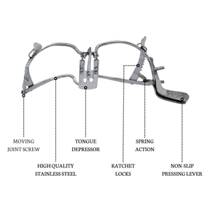 Écarteur buccal Whitehead avec abaisse-langue 15 cm, instrument chirurgical dentaire en acier inoxydable pour adulte, à cliquet, ergonomique et manuel - Product Image 6