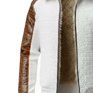 Blouson Bomber Homme en Cuir Véritable Personnalisé de Qualité Supérieure avec Motif Gaufré sur le Devant, Coupe-Vent Hiver, Fourniture OEM en Gros - Product Image 2