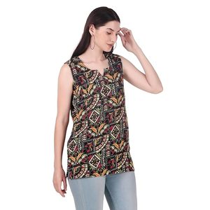 Kurti Corto Étnico de Moda para Mujer – Kurta Estampada de Corte Regular para Ocasiones Casuales y Festivas - Product Image 2