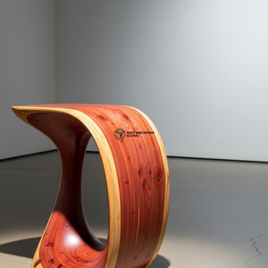 Abstract Curved Wood End Table – Premium Solid Wood Accent Furniture - Product Image 5