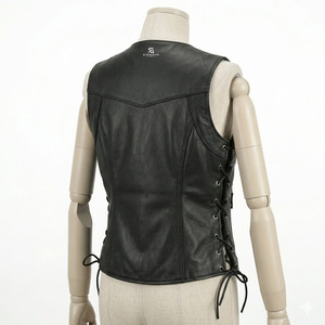 <b>Women</b> Leather Motorcycle Biker Vest Vintage Slim Fit <b>Waistcoat</b> Sleeveless Outerwear Windproof Pockets Zipper Casual Fashion - Product Image 4
