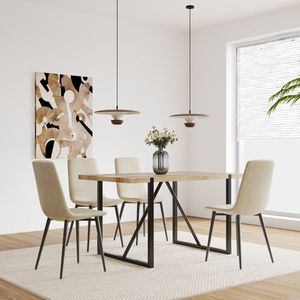 Set di 4 Sedie Moderne per Cucina e Sala da Pranzo, Sedie Imbottite con Cuscino in Lino, Struttura Robusta Nera - Product Image 2