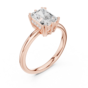 Bague de fiançailles en or rose avec diamant de laboratoire taille radiant, sertissage solitaire et design nuptial élégant - Product Image 2