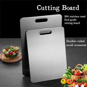 Planche à découper rectangulaire en acier inoxydable, antidérapante, facile à nettoyer, durable, non toxique, pour la cuisine - Product Image 1