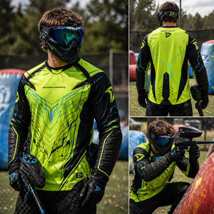 Maillot de paintball en gros, vert néon et noir, personnalisé pour tournoi de speedball, tenue d'équipe, vêtements de sport athlétiques - Product Image 6