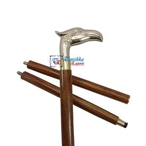 Mango de latón antiguo Art Deco bastón de madera plegable Vintage bastón coleccionable hecho a mano duradero uso al aire libre para - Product Image 5