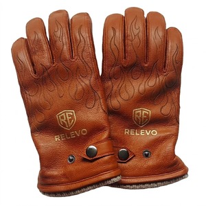 Guantes de cuero premium hasta la muñeca, transpirables, de diseño sencillo, para viajes, deportes al aire libre, para hombre, de invierno, con detección de agujas - Product Image 2