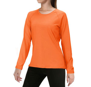 T-shirt à manches longues col rond orange en coton/fibre de bambou respirant à séchage rapide, tricoté, coupe classique, couleur unie, décontracté pour homme - Product Image 1