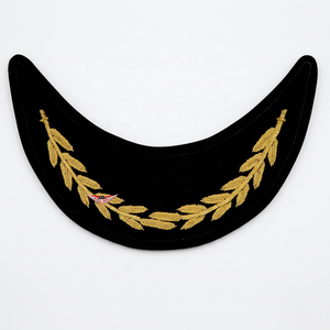KEW Venta al por mayor Visera de copa bordada a mano con hoja de roble dorada de aerolínea americana para uniforme ceremonial de desfile con visera de hilo de latón - Product Image 2