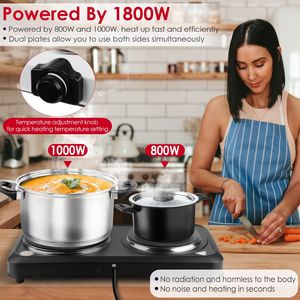 Placa de Cocción Eléctrica Portátil de Cerámica con Doble Quemador Infrarrojo de 2000W, Placa Caliente de Vidrio de 7.5 y 6.3 Pulgadas para RV, Encimera de 6.3 Pulgadas - Product Image 4