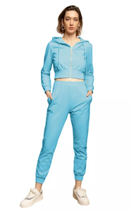 Conjunto Deportivo Corto para Mujer con Sudadera con Cremallera y Pantalones Jogger, Material de Poliéster y Elastano, Transpirable, de Secado Rápido, de Alta Calidad, Dos Piezas - Product Image 4