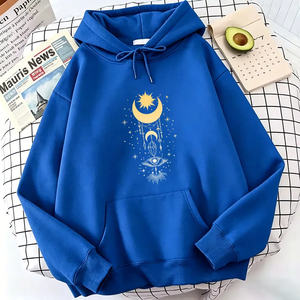 เสื้อฮู้ดพิมพ์ลายดาวและพระจันทร์ สำหรับฤดูใบไม้ผลิ ฤดูใบไม้ร่วง ฤดูหนาว เสื้อฮู้ดลำลอง เสื้อสเวตเชิ้ตผู้ชาย ผู้หญิง เสื้อฮู้ดสไตล์ Y2k - Product Image 3
