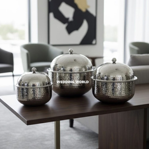 Stainless Steel Hammered Hotpot <b>Mirror</b> Polished Designer Casserole Kitchen Ware <b>Tabletop</b> Luxury Metal Food Warmer - Product Image 6