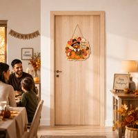 Plaque murale en bois de Thanksgiving en gros avec motif dinde et citrouille, décoration rustique pour la maison, style ferme, OEM ODM