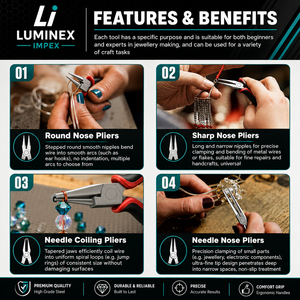 LUMINEX IMPEX LUB=113 <b>Long</b> <b>Nose</b> Stainless Steel Lightweight Smooth Work Jewelry Making Polishing Pliers for Bracelet Making DIY - Product Image 2