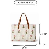 Sacs fourre-tout en toile matelassée structurée, faits main par des artisans de Jaipur, style bohème, légers, imprimés au bloc, avec poignées en cuir, pour l'été et l'automne