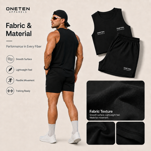 Conjunto Deportivo para Hombre, Camiseta sin Mangas, Pantalones Cortos con Cordón, Ropa Deportiva para Gimnasio, Tejido de Secado Rápido, Logotipo Personalizado - Product Image 5