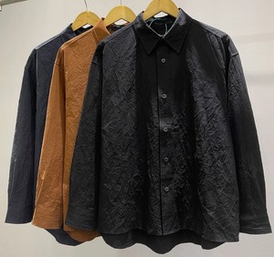 Chemise plissée décontractée à manches longues pour homme, tendance et personnalisable, en tissu sergé tricoté 100 % coton, infroissable - Product Image 4