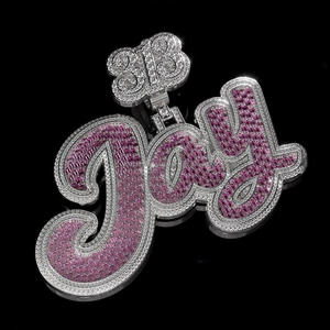 <b>Custom</b> Iced Out 'Jay' <b>Name</b> Moissanite Pendant <b>Necklace</b> 18K Gold Plated Hip Hop Silver GIA Certified Personalized Jewelry - Product Image 1