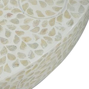 Tavolino da Caffè Cream Capiz '35x35x16' con Base a Piedistallo Dorato Design Unico - Product Image 4