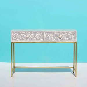 Console classique en os incrusté, faite à la main avec des motifs décoratifs pour une décoration haut de gamme du salon et du hall. - Product Image 5