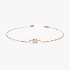 Pulsera de Diamantes Marquise Delicada en Oro Sólido de 14K/18K, 0.08ctw, Certificación IGI, Joyería para Mujer, Cumpleaños, Aniversario, Uso Diario - Product Image 2