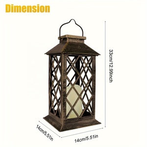 Farol Marroquí Vintage con Acabado Marrón Antiguo, Portavelas de Vidrio para Decoración de Jardín, Patio y Balcón - Product Image 2