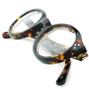 Montures de lunettes rondes en acétate de tortue, faites à la main, marron et noir - Product Image 6