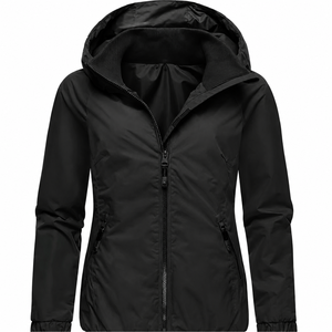 Chaqueta Varsity Beige con Capucha para Mujer, Ligera, Minimalista, con Cierre, para Invierno y Otoño, Impermeable, Transpirable y Ecológica - Product Image 2