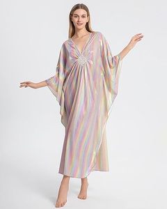 V Neck Maxi Abaya <b>Dress</b> Long Sleeve <b>Loose</b> Fit Elegant Foil Print Polyester Modest Style Women's Beach Wear Spring Summer Adult - Product Image 2