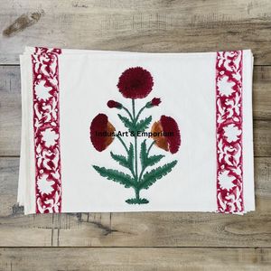 Set de table et serviettes imprimés à la main - Achetez des sets de table personnalisés, des nappes peintes à la main, des sets de table et serviettes imprimés à la main en stock - Product Image 5