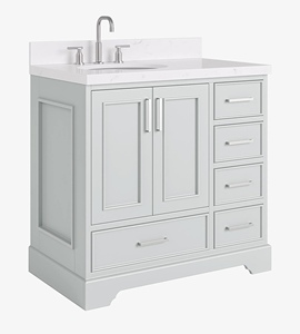Mueble de Baño Mary de 36 Pulgadas con Lavabo a la Izquierda, Solo Mueble, 3 Opciones de Acabado, Directo de Fábrica, Vietnam - Product Image 2