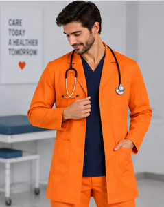 Blouse de laboratoire blanche de haute qualité pour homme, tenue médicale tissée à manches longues, uniforme de médecin à col cranté, respirante en polycoton - Product Image 1