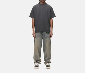 T-shirts gris à col rond pour hommes, coupe ample, effet délavé à l'acide, fabriqués au Pakistan, haute qualité, vente en gros à prix abordable - Product Image 4