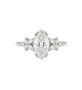 แหวนเพชรทรงมาร์คีส์ทำมือสุดหรู แหวนหมั้นเพชรแล็บ 14K ทองคำแท้ประดับเพชรเม็ดเล็กๆ ด้านข้าง แหวนแต่งงานสำหรับผู้หญิง - Product Image 3