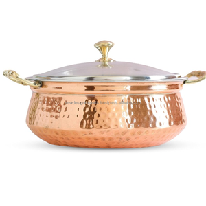 Hammered Steel Copper Casserole with Lid - Product Image 1