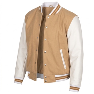 Blouson Bomber Classique Premium Style Universitaire Streetwear Hiver 100% Coton Toile Logo Avant pour Tenue Décontractée Extérieure - Product Image 1