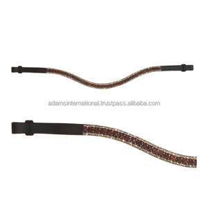 Bracelet de sourcils décoratif en cristal bling avec logo personnalisé Nouveau design en cuir de qualité décente pour l'équitation Produit équestre - Product Image 1
