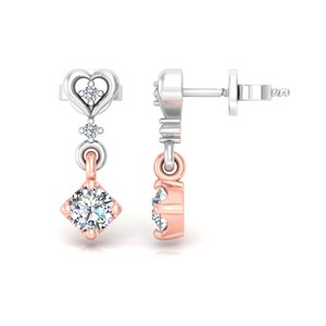 Pendientes de Oro Sólido de 10k, 14k, 18k con Diamantes Cultivados en Laboratorio de Corte Redondo y Diseño Minimalista para Regalo o Fiesta - Product Image 2
