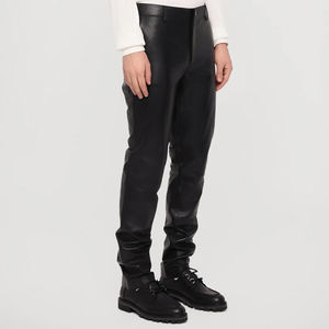 PIHA SPORTS Men's Leather Pants Straight Leg High Waist Flat Front Zipper Fly Casual <b>Trousers</b> <b>Waterproof</b> <b>Breathable</b> Outdoor - Product Image 5