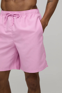 Customized Knee Length 100% Polyester Solid Colour Board Shorts with Drawstring <b>Mens</b> Kids Swimming <b>Trunks</b> - Product Image 3