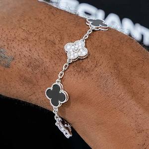 Pulsera de Cadena con Eslabones de Plata de Ley 925 con Circonitas y Piedras Coloridas de Trébol de 4 Hojas, Elegante y Moderna, para Mujer, Regalo de Compromiso o Boda - Product Image 4