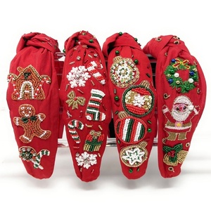 Diadema Acolchada con Pedrería de Bastón de Caramelo Rojo y Azafrán, de Construcción Duradera, para Navidad y Fiestas, Estilo Festivo, ¡Venta Caliente! - Product Image 3