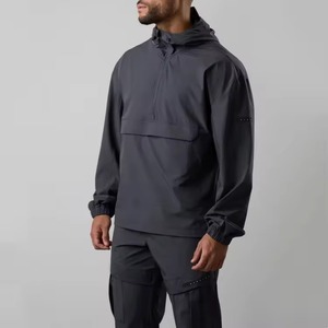 Survêtement personnalisé 100 % coton grande taille pour homme, veste à capuche et pantalon avec poche latérale zippée, style hiver uni avec logo - Product Image 1