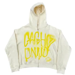 Sweat à capuche unisexe en polaire d'hiver avec cordon de serrage, broderie, design streetwear oversize, épaules tombantes et détail poche - Product Image 3