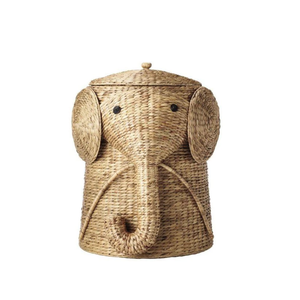 Cestas de lavandería creativas con forma de elefante, tejidas con tapa, hechas de jacinto de agua natural, fabricadas en Vietnam. - Product Image 3