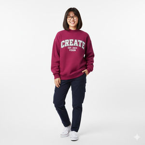 Sweat-shirt noir à col rond pour femme, coupe oversize, manches longues, tricoté, imprimé lettres sur le devant, respirant, coupe régulière, col montant, idéal pour l'automne - Product Image 2